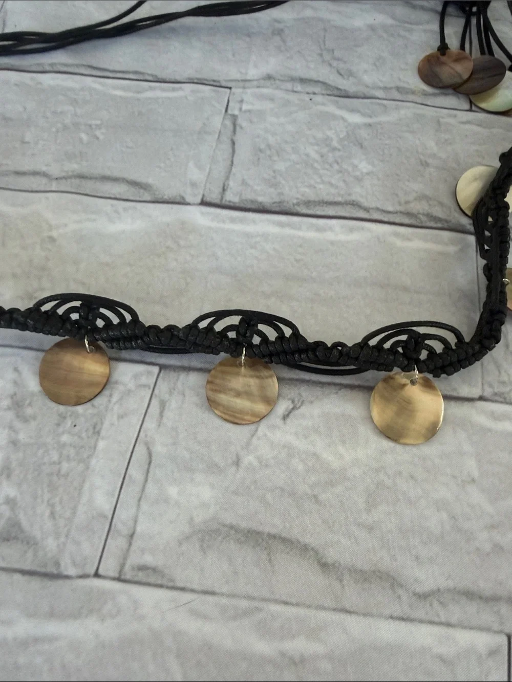 Macrame shell trim handmade belt